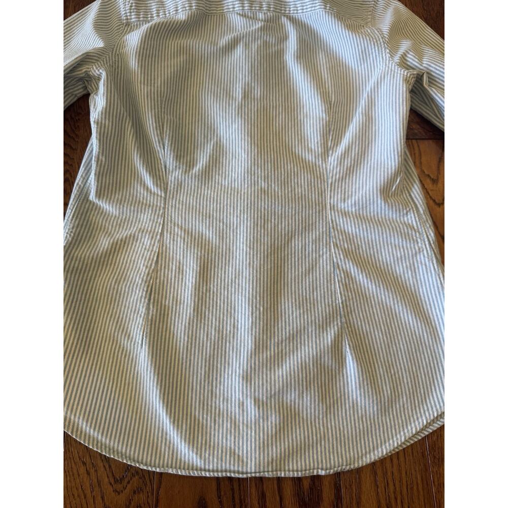 Lauren Ralph Lauren Blue and White Striped Button-Up Blouse - Picture 8 of 16